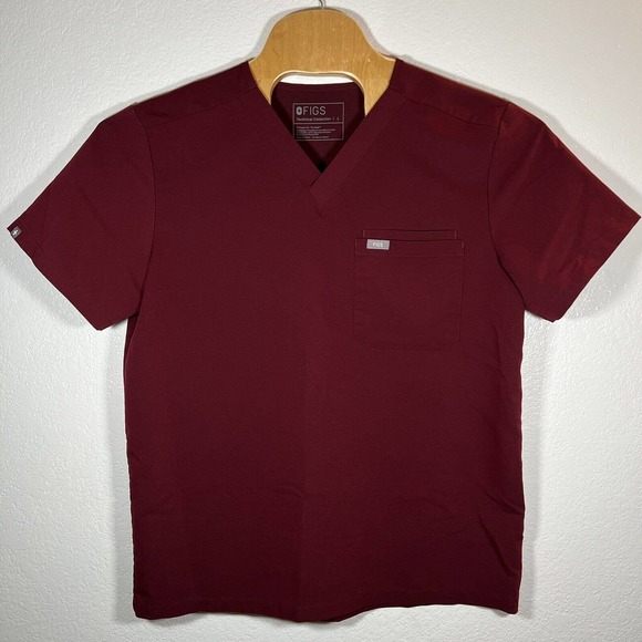 Figs Womens Scrub Top (FM1500) Pants (TM3001) Set Burgundy Large - Picture 6 of 7